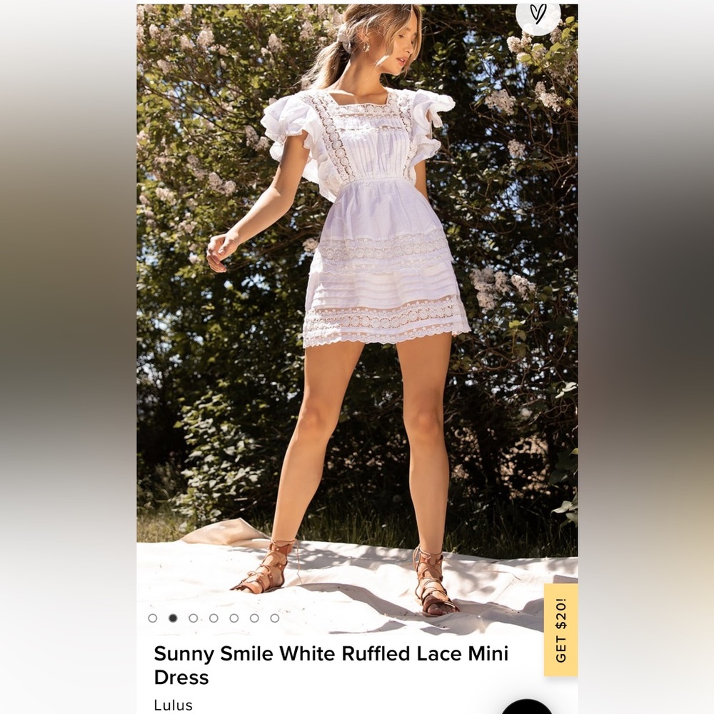 Large Lulus White Ruffled Lace Mini Dress